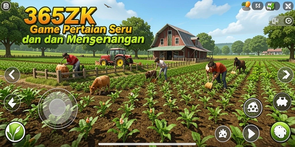 Tangkapan layar 365ZK menunjukkan pemain sedang bertani dengan berbagai tanaman.