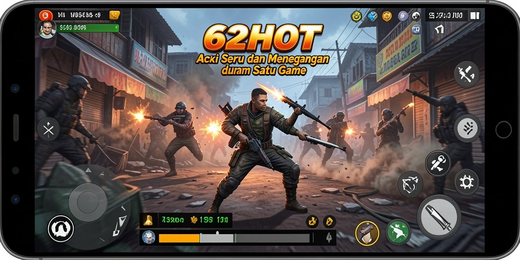 Gameplay seru di dalam 62HOT dengan pertempuran intens.