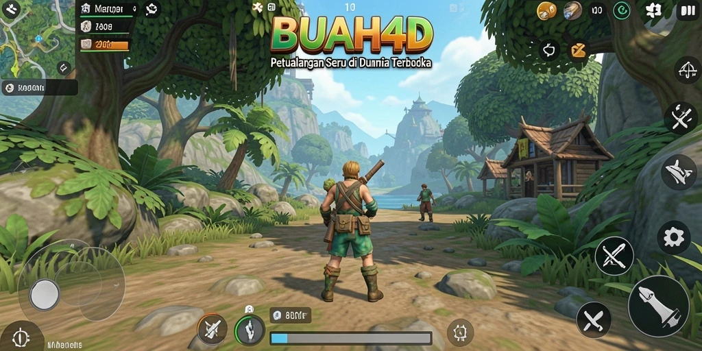 Gameplay BUAH4D yang imersif dalam dunia terbuka.