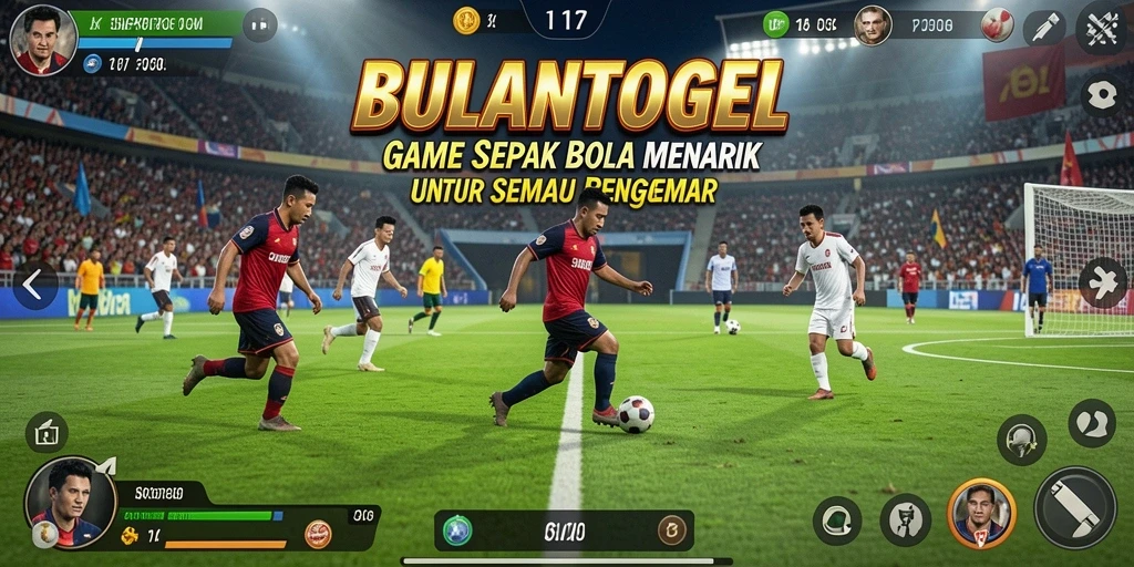 Tampilan permainan utama dari BULANTOGEL yang menunjukkan aktivitas sepak bola.
