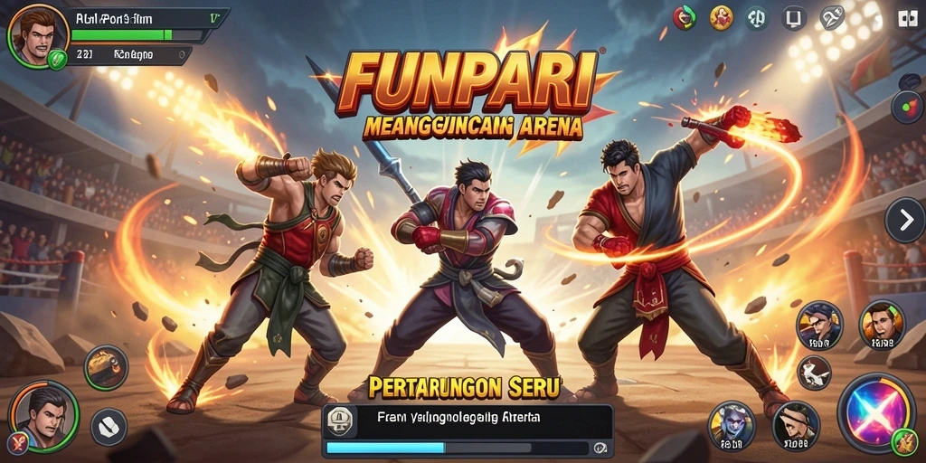 Tampilan aksi intens dalam game Fighting FUNPARI