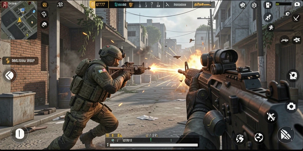 Tangkapan layar utama GT777 menunjukkan aksi menegangkan dari gameplay.