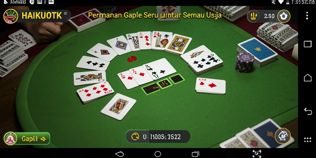 Screenshot gameplay HAIKUOTK menampilkan suasana seru permainan Gaple.