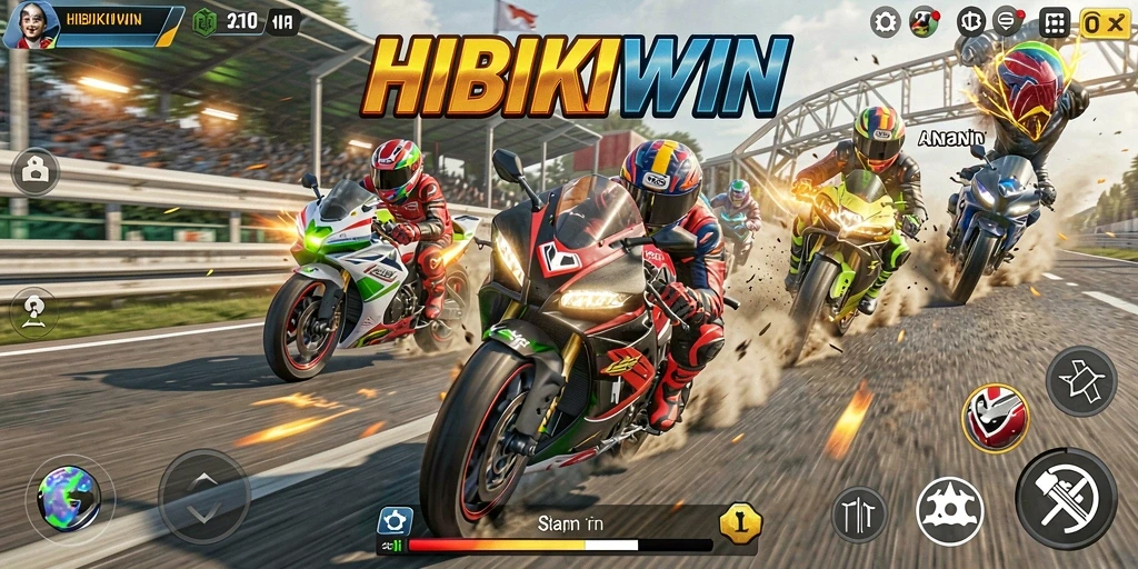 Gameplay HIBIKIWIN yang penuh adrenalin dan kecepatan tinggi.