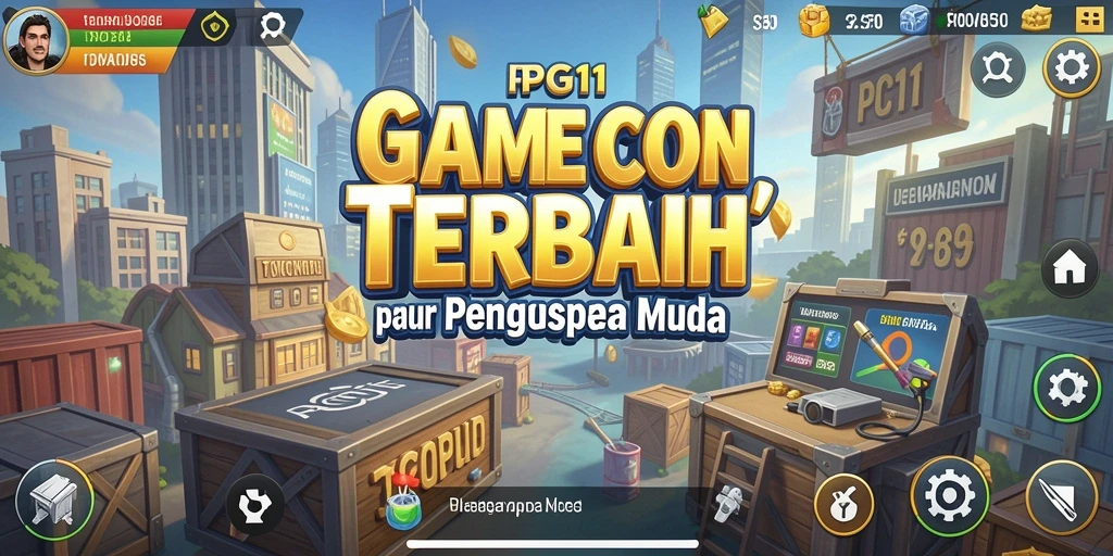 Tampilan gameplay PG11 yang menonjolkan manajemen bisnis.