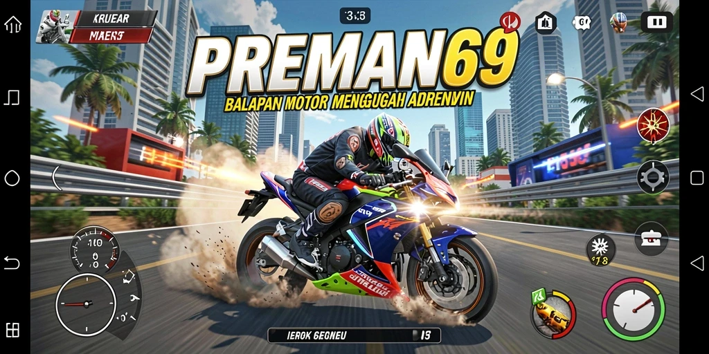Tampilan gameplay mendebarkan dalam balapan motor liar.