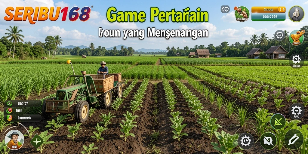 Screenshot SERIBU168 menampilkan kebun yang subur dan aktif.