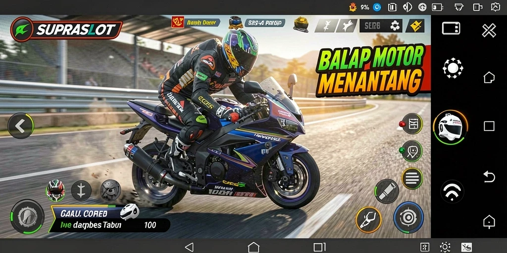 Tampilan menakjubkan dari gameplay balap motor yang seru.